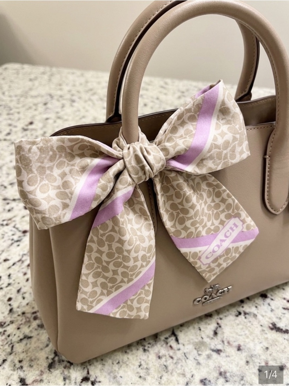 Coach Signature Print Silk Skinny Bag Scarf NWT